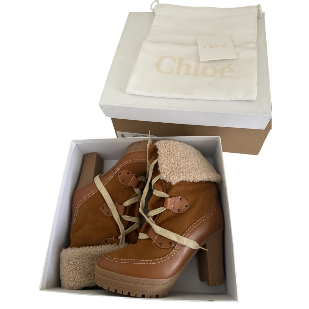 See by Chloé Verena Shearling High Block Heel Booties - Picture 8 of 16